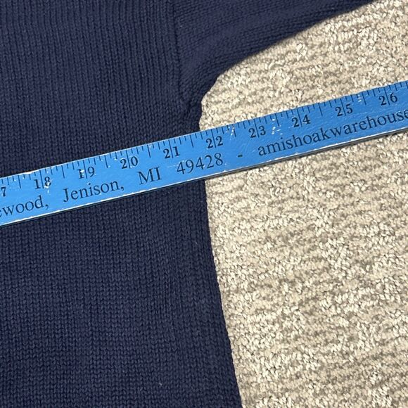 Norm Thompson Sweater Mens Large Navy Blue Golf Clubs Graphic Hand Knit Vintage - Picture 6 of 7
